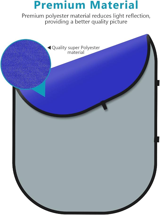 NEEWER Chromakey Backdrops, Double-Sided Blue and Grey Screen, 2 in 1 Foldable and Reversible Background for Photography, Gaming and Live Streaming, 5 x 6.6 inches/1.5 m x 2 m (Blue/Grey) | Foldable and Reversible Background, for Photography, Gaming an... - Image 4