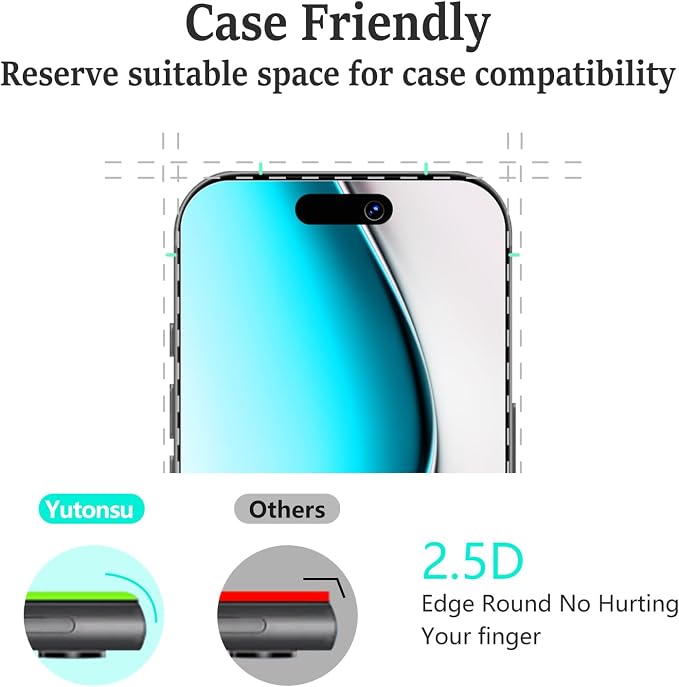 2 Pack Tempered Glass Screen Protector for iPhone 16 Pro 6.3-Inch | with Camera Lens Protector, Anti-Spy Tempered Glass Film, Easy Installation, 9H Hardness, Case Friendly - Image 6