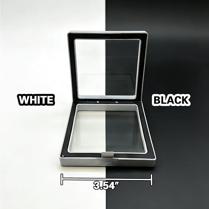 12 PCS Dual-Color Packaging Box 3D Floating Frame Display Stand, Color-Matching Packaging Display Box, Transparent Window Jewelry Case, PE Film Anti-Oxidation Storage Case. (White+Black) - Image 3