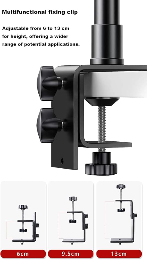 Camera Desk Mount with C Clamp, 18"-23" Adjustable Desktop Light Stands with 1/4" Ball Heads Cold Shoe Adapters, Sturdy Metal Clamp for Webcam, DSLR Camera, Ring Light, Microphone, Max Load 2kg - Image 4
