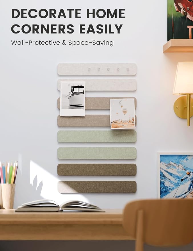 Fluxynara 13" x 2" Felt Wall Panels, Linen Dusk | 8-Pack Includes 50 Push Pins and Adhesive Tabs for Photos, Notes and Decor in Bedroom Doors, Home Office or Studios - Image 4