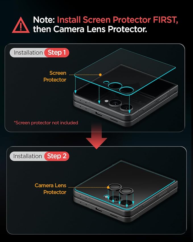 Spigen Camera Lens Protector for Galaxy Z Flip 8 / Galaxy Z Flip 7-2 Pack | GlasTR EZ Fit Optik Pro, 9H+ Tempered glass, Scratch resistant, Original photo quality, Auto-align tray, Case-friendly -Black - Image 8
