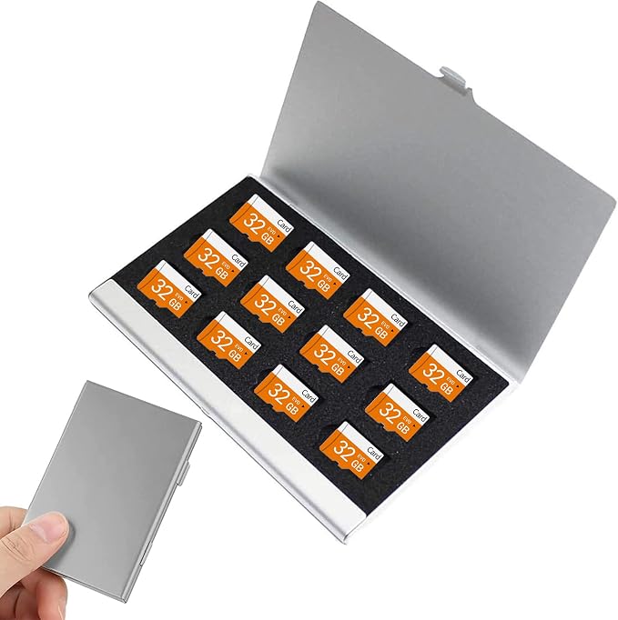 Aluminum Waterproof Memory Card Case - Ultrathin Mini Rustproof Protector for Micro SD/Micro SDXC/TF Cards (Silver Color) by JAKENHAM