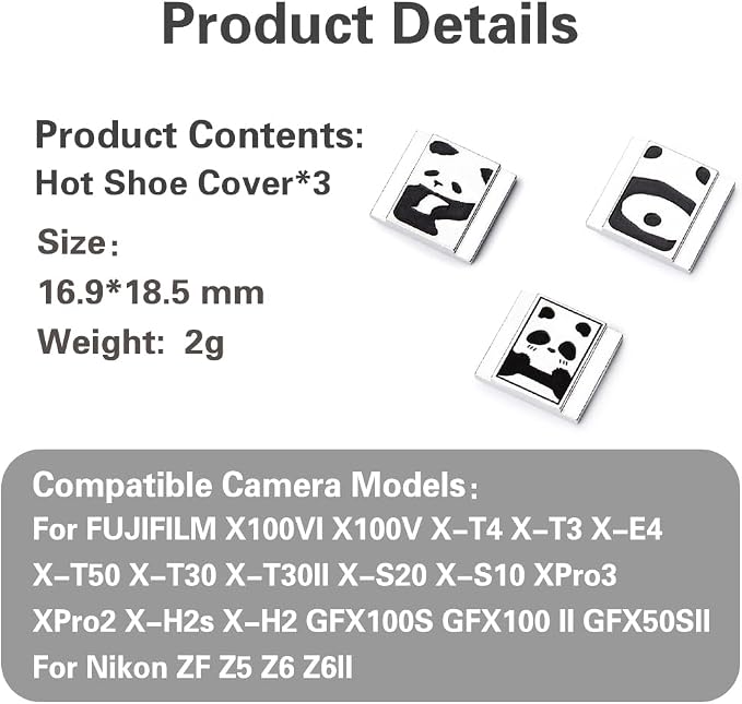 Camera Metal Hot Shoe Cover Protector Cap Cute Panda Compatible for Fujifilm X100VI X100V X-M5 X-E5 X-T4 X-T3 for Leica - Image 9
