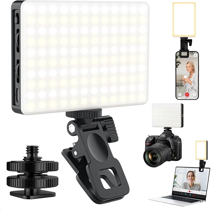 120 LED Selfie Light for iPhone, Portable Phone Light with Clip & Camera Tripod Adapter - 5000mAh Rechargeable, 3 Lighting Modes, CRI 97+ for Video Recording, TikTok, Tripod Mount Rings by Singwil