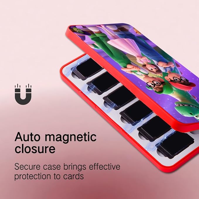 PERFECTSIGHT Cute Switch Game Card Case for Nintendo Switch 2 2025 / Lite/ OLED, 24 Game Holder Cartridge Case for Game Cards and 48 SD Cards, Kawaii Portable Compact Storage Box, Bros - Image 4