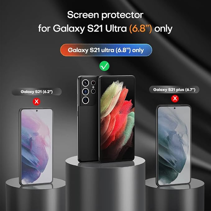 TAURI [Designed for Samsung Galaxy S21 Ultra 5G, 2 Pack Flexible TPU Screen Protector + Camera Lens Protector, Support Fingerprint Unlock, Easy Installation, Bubble Free] - Image 2