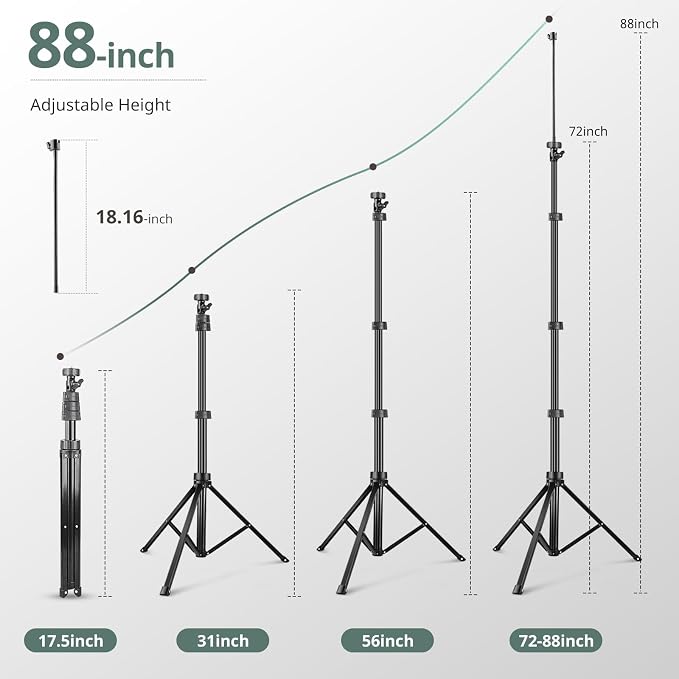 Sensyne 88" Phone Tripod, Selfie Stick Tripod with 14.95" Flexible Gooseneck, Overhead Cell Phone Stand for Video Recording, Photography, Compatible with Phone, Camera - Image 4