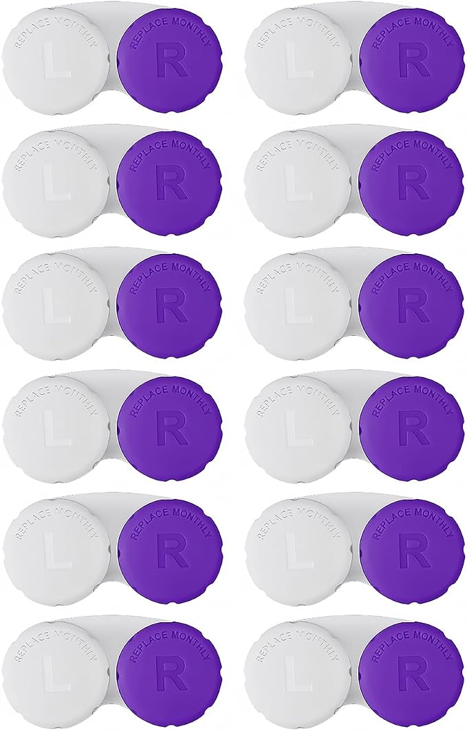 12 Pack Contact Lens Case, Portable Contact Case for Travel Outdoor Home Office Dormitory and Daily Use,Colorful(White,Purple) by YKuzLx