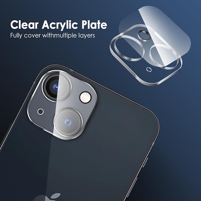 FanTEK Camera Lens Protector Compatible with iPhone 14/14 Plus, 9H Tempered Glass Camera Screen Cover, Ultra HD Clear Acrylic Full Coverage Guard, Case Friendly - Image 4