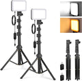 NEEWER Basics 2 Pack LED Video Light Panel Lighting Kit, 6.2" Dimmable Portable Studio Light with 53" Tripod Stand, 3200K-5600K/CRI95+ 810lux for Photography Video Recording Streaming Podcast, BP132 by Neewer