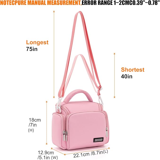 CADeN Compact Camera Shoulder Crossbody Bag Case Compatible for Nikon, Canon, Sony SLR/DSLR Mirrorless Cameras and Lenses Waterproof(1.0 S, Pink) - Image 8