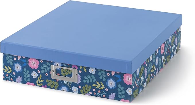 Soul & Lane - Scrapbook Memory Storage Box, 14.8x13x3.7 In, Midnight Bloom | Large Keepsake Organizer with Lid for Photos and Memorabilia, Decorative Scrapbooking Storage for 8.5 x 11 Letter-Size Papers by SoulLane