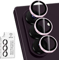 for Samsung Galaxy Z Fold 8 Ultra Camera Lens Protector, Individual Metal Ring Tempered Glass Lens Cover, [Strong Adsorption] Scratch Resistant Ultra-Thin HD Clear Lens Cover, 1 Set-Pink Ring by Btscase