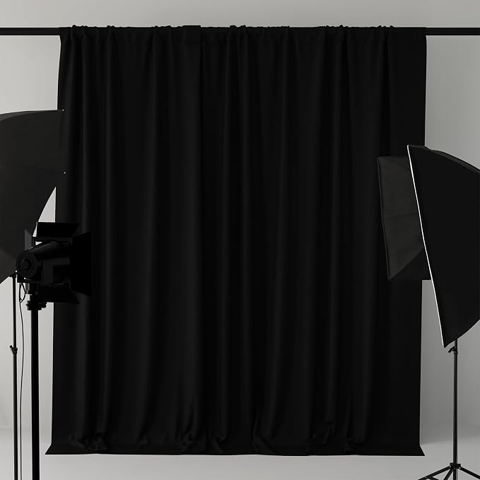 10x7FT Black Backdrop Curtains for Parties, 5x7FT 2 Panels | Wrinkle Resistant Fabric Drapes for Photography Birthday Wedding Halloween Background Decorations Easy Hang Multipurpose Use - Image 7