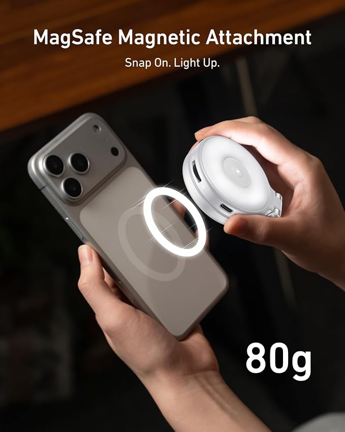 TELESIN Upgraded 4-in-1 Magnetic RGB Selfie Ring Light with Mirror & Phone Stand, Rechargeable Portable Clip On Fill Light for iPhone Samsung TikTok, Vlogging, Makeup, Photography, Streaming (White) - Image 6
