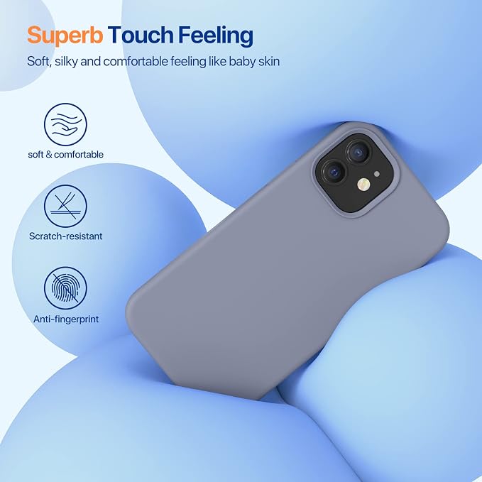 Miracase Silicone for iPhone 12 Case and iPhone 12 Pro Case, Lavender Gray | Liquid Silicone Gel Rubber Shockproof Drop Protection Phone Case for iPhone 12/12 Pro 6.1 inch - Image 3