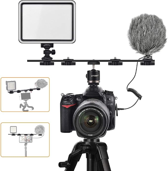 11 inch Flash Bracket, Straight Flash Brackets with 1/4'' Hot Shoe | Long Dual Camera Mount Flash Bracket Extension Bar with 1/4''- 3/8'' Thread Hole Tripod Mount for Camera/LED Light/Microphone - Image 3