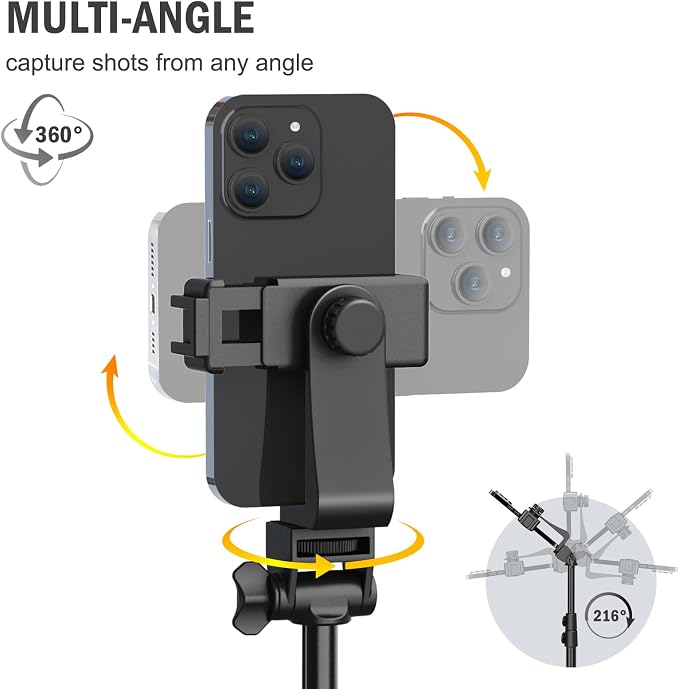 Liphisy 64” Tripod for Cell Phone & Camera with Remote and Phone Holder | Sturdy & Stable Height Adjustable Multi-Angle Shot Selfie Stick Tripod for Video Recording - Image 3