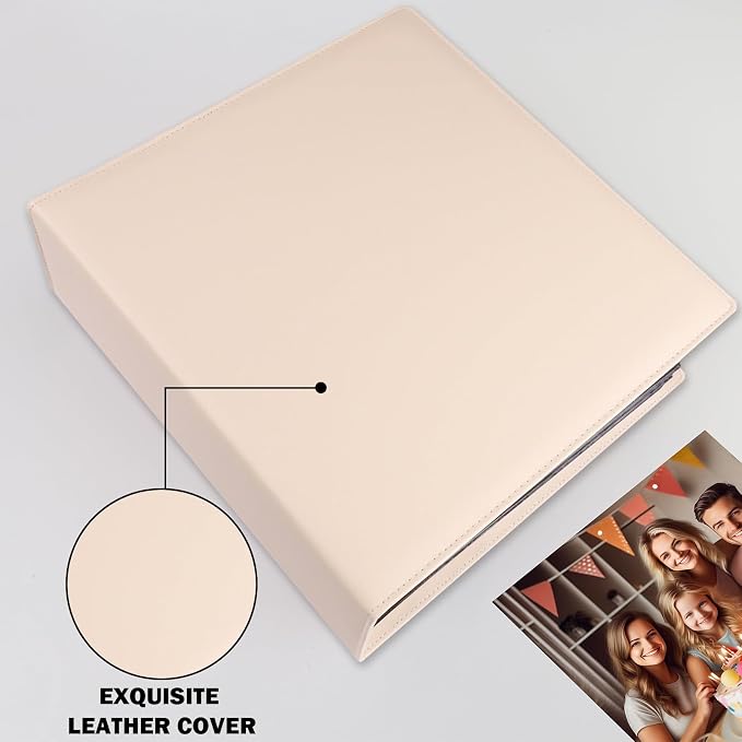 Aevdor 8x10 Photo Album, 168 Photos, Leather Cover, Beige | Large Capacity, Side-Loading Clear Pockets, Vertical 8x10 Layout, Black Inner Pages, Wedding, Travel, Baby & Family Memories - Image 5