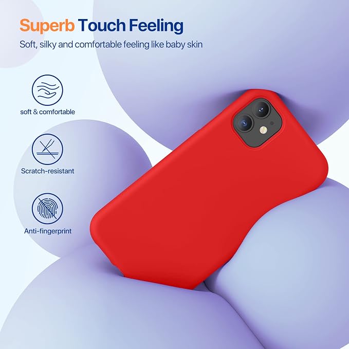 Miracase Silicone for iPhone 11 Phone Case, Red | Soft Anti-Scratch Microfiber Lining, Premium Silicone Cover Shockproof Drop Protection Phone Case for 11 - Image 3