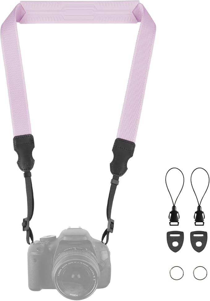 FIEIL Neck Strap Silicone Camera Straps - Padded Camera Strap, 1.5" Wide Adjustable Nylon Shoulder Strap - Compatible with Canon, Nikon, Sony, and More DSLR and Mirrorless Cameras (Purple) by FIEIL
