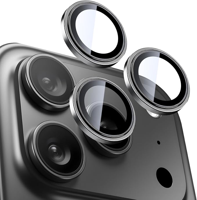 Camera Lens Protector for iPhone 17 Pro & 17 Pro Max, Titanium | AR+AF, 9H Tempered Glass, Individual Metal Ring, Anti Glare, Fall Protection, Camera Screen Cover by TENOC