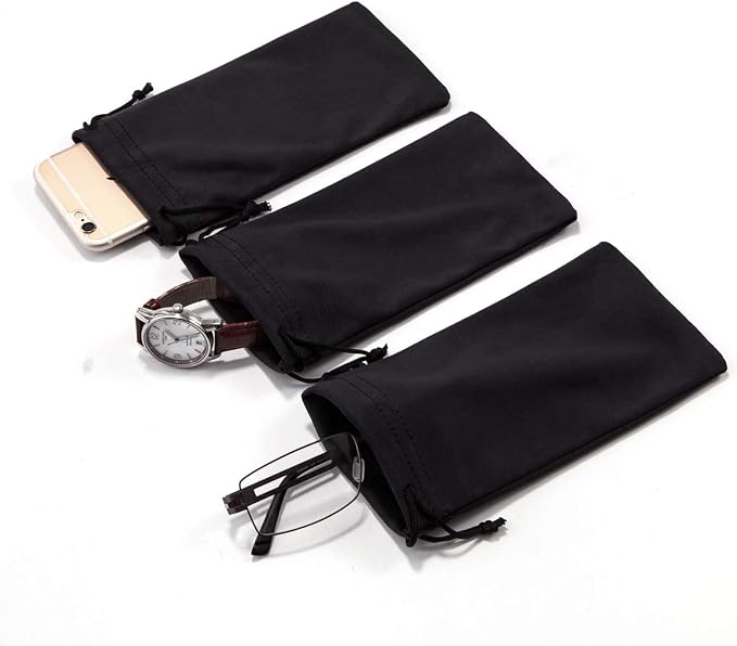 TRIUMPH VISION Glasses Case Soft Eyeglass Case Sunglass Pouch Cloth 3 Pack | Thick Microfiber Pouch Drawstring Pouch Eye Glass Bag Sunglasses Sleeve Storage, Lens Protection Cover,Cleaning Lens Screen - Image 7
