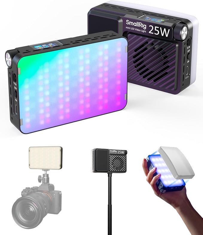 SmallRig RM 25C Portable RGB LED Video Light, Mini Camera Fill Light | 2500K-10000K CRI 96 TLCI 99, 3100mAh, LCD Display, for TikTok YouTube Content Creators Photographer Gifts - 5357 by SmallRig