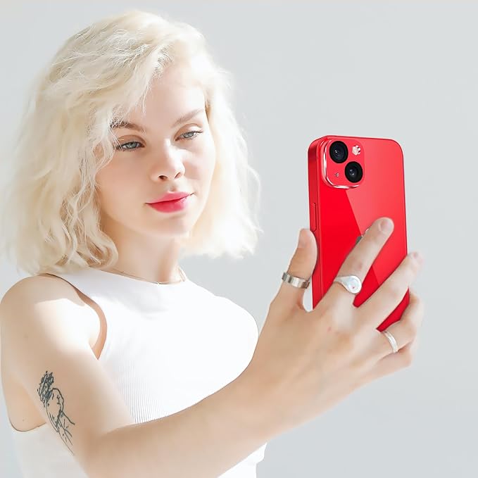 Camera Lens Protector for iPhone 14 /iPhone 14 Plus Metal Camera Cover Film, 9H Tempered Glass, Anti-Scratch, Case Friendly - Red - Image 7