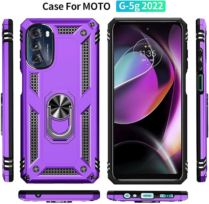 for Moto G 5G 2022 Case, Motorola Moto G 5G Case with HD Screen Protector, [Military Grade 16ft. Drop Tested] Ring Shockproof Protective Phone Case for Motorola G 5G 2022,Purple - Image 4