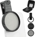 52MM Variable ND2-ND400 Filter, Clip-on Phone Lens ND Filter Kit Multi-Coated Adjustable Neutral Density Filter Compatible with iPhoneSamsung/Android Smartphones(Color:Black) by Unknown