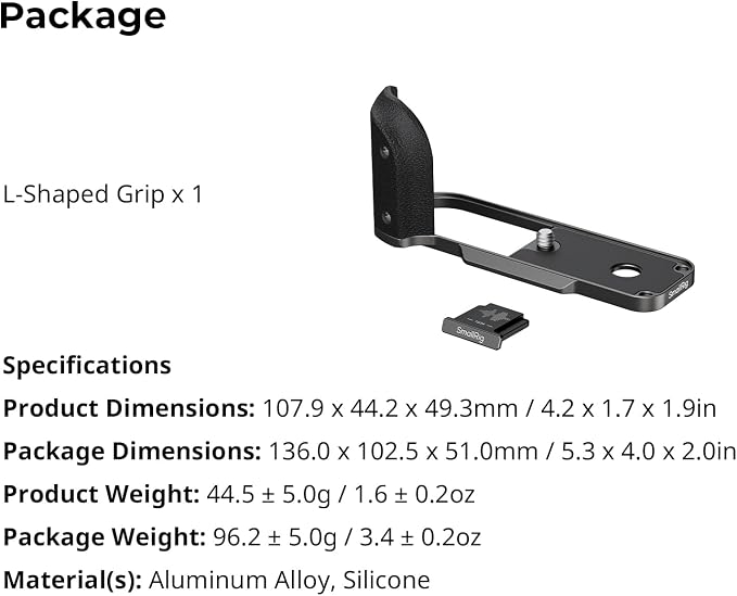 SmallRig X Half L-Shaped Grip for FUJIFILM X Half Camera, Built-in Quick Release Plate for Arca, Lightweight Ergonomic Silicone Handle with Hot Shoe Cover (Charcoal Silver) - 5217 - Image 9