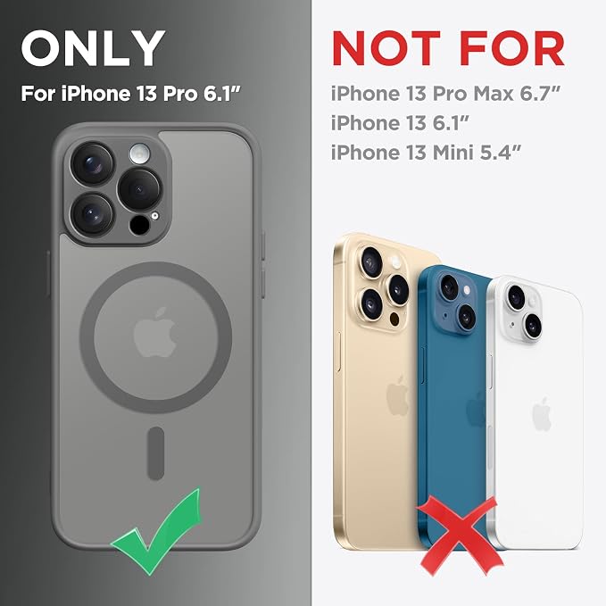 CAPRARO for iPhone 13 Pro Case, Compatible with MagSafe | Upgraded [Full Camera Protection] Shockproof Protective Slim Translucent Matte Magnetic Phone Case 6.1'', Deep Grey - Image 3