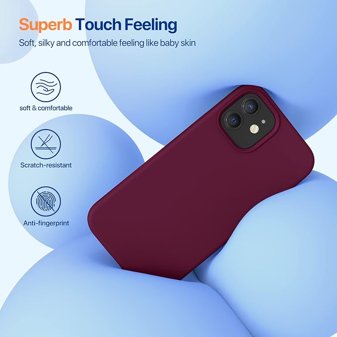 Miracase Silicone for iPhone 12 Case and iPhone 12 Pro Case, Wine Red | Liquid Silicone Gel Rubber Shockproof Drop Protection Phone Case for iPhone 12/12 Pro 6.1 inch - Image 3