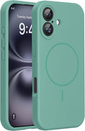 Miracase Silicone & Magnetic for iPhone 16 Case, Midnight Green | Compatible with MagSafe, Anti-Scratch Microfiber Lining, Liquid Silicone Case Shockproof Drop Protection Phone Case for 16 by Miracase