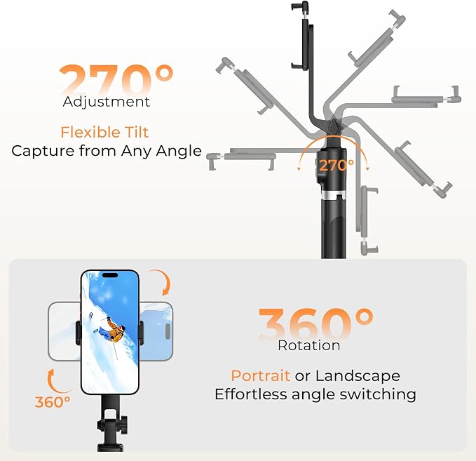 Sensyne Selfie Stick for Phone, Extendable Travel Tripod with Detachable Remote for Photography, Selfies, Compatible with All Cell Phones, Black - Image 5