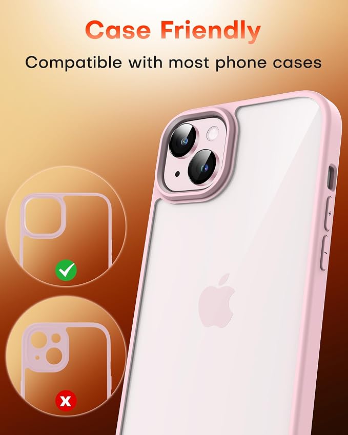 TOCOL Camera Lens Protector for iPhone 15 / iPhone 15 Plus Tempered Glass HD Individual Scratch Resistant Camera Cover Accessories Case Friendly 2 Pack（Light Pink） - Image 7