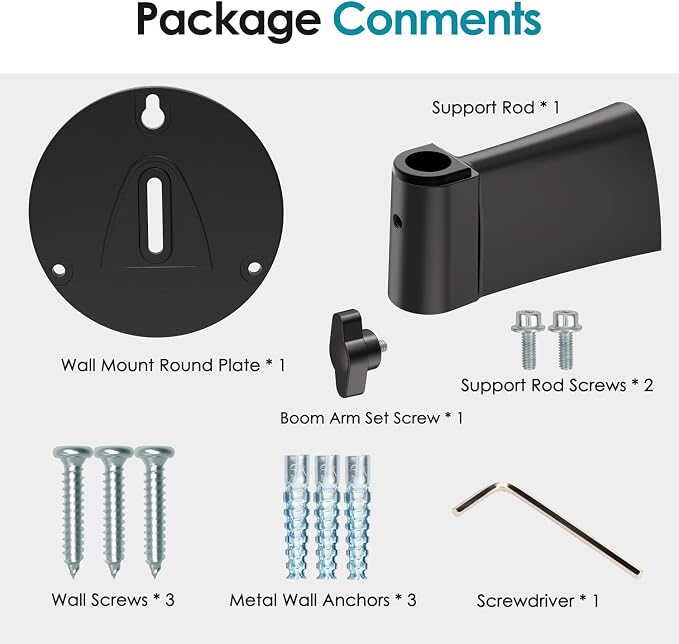 YOUSHARES Wall Mount Boom Arm - Microphone Holder for Stand, Vertical Surface Mount and Freely Swiveling Metal Clip Suitable for Saving Desk Space, Mic Stand Accessories - Image 6