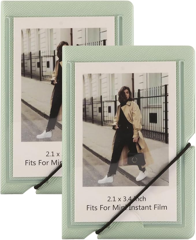 2x3 Instax Mini Photo Album, 28 Pockets. Mint Green, 2PK | Portable Wallet Size Album Stores 2x3 inch Instant Photos. Fits Polaroid, Instax Mini, Kodak Mini Prints and Zink. by GoldbarleyDesign