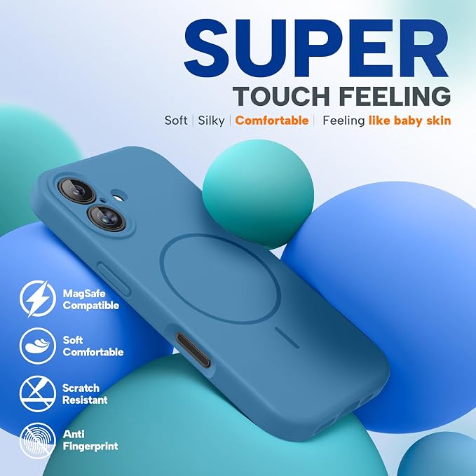 miracase Magnetic for iPhone 16 Plus Case, [Soft Anti-Scratch Microfiber Lining], Compatible with MagSafe, Liquid Silicone Shockproof Drop Protection Phone Case for 16 Plus,Capri Blue - Image 7