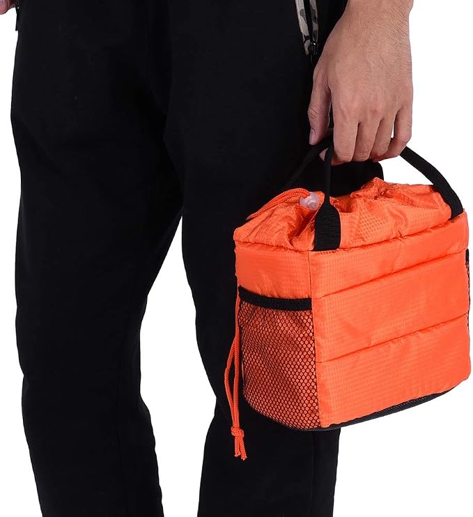 Acouto Camera Bag Only Polyester Insert Partition Camera Hand Bag Shockproof Padded Divider Cover Case for DSLR Camera Partition Bag (Orange) - Image 5