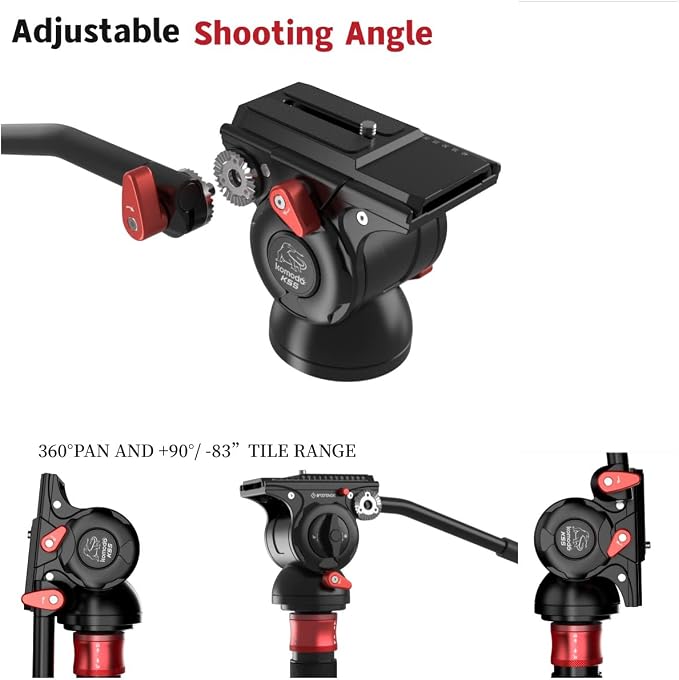 IFOOTAGE Cobra 3 A150S Strike Monopod with Fluid Head,59" Camera Monopod with Pedal Locking Control,One-Step Rapid Height Adjustment,Professional Photography Monopod(A150S&Komodo K5S) - Image 7