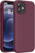 Miracase Magnetic for iPhone 12 Case/iPhone 12 Pro Case, Wine Red | Compatible with MagSafe, Anti-Scratch Microfiber Lining, Premium Silicone Shockproof Drop Protection Phone Case for 12/12 Pro by Miracase