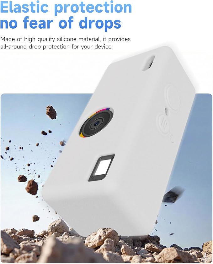 Silicone Case for Kodak CHARMERA Keychain Digital Blind Box accessories,Soft Silicone Protective Case,Comes with Screen Protectors and Wrist Strap - White - Image 6