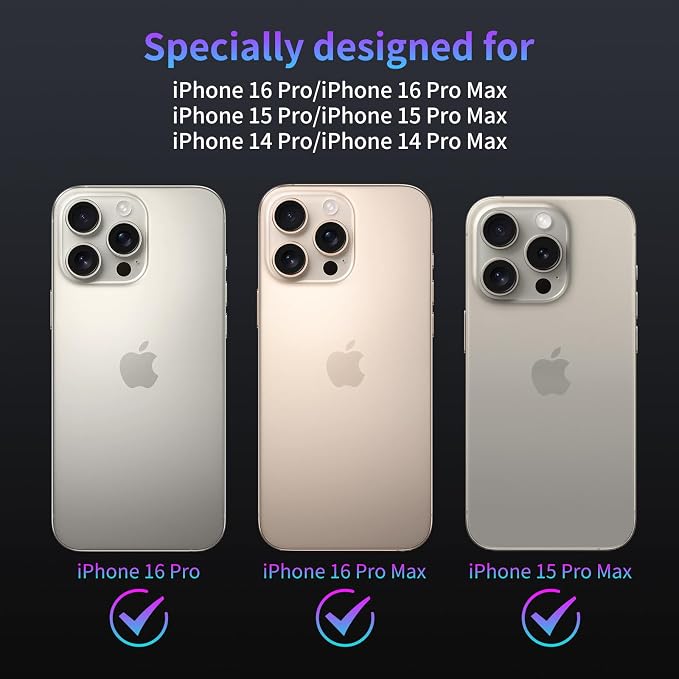 Camera Lens Protector for iPhone 14 Pro/14 Pro Max/15 Pro/15 Pro Max | iPhone 16 Pro/16 Pro Max,Camera Cover,HD Clear,Anti-Scratch Lens Screen Protector Film,Case Friendly,Black Titanium,1 Pack - Image 2