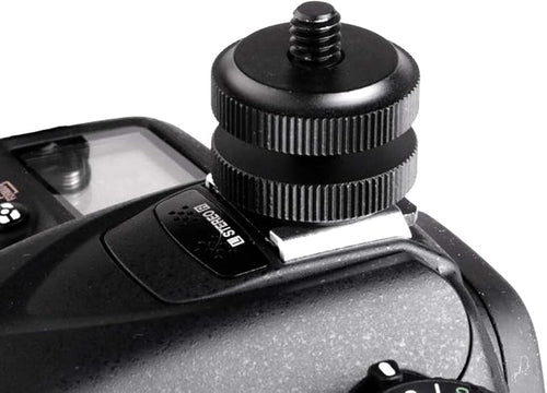 (2 Packs) Fotasy Hot Shoe to 1/4 Adapter, Camera Hot Shoe Mount Adapter, Flash Shoe to 1/4"-20 Male Post Adapter with Locking Disk - Image 2