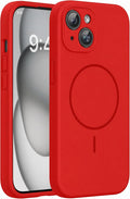 Miracase Silicone & Magnetic for iPhone 15 Case, Red | Compatible with MagSafe, Soft Microfiber Lining, Premium Silicone Cover Shockproof Drop Protection Phone Case for 15 by Miracase