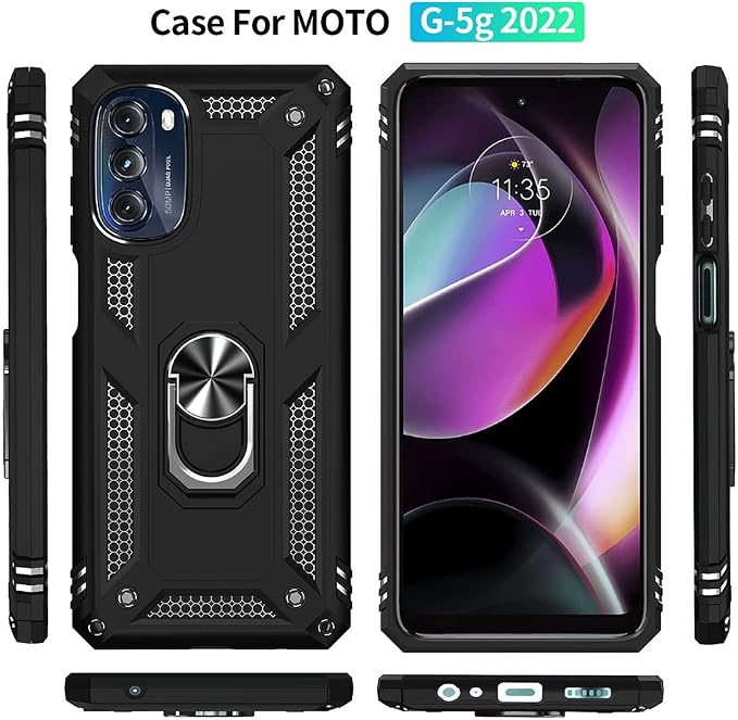 for Moto G 5G 2022 Case, Motorola Moto G 5G Case with HD Screen Protector, [Military Grade 16ft. Drop Tested] Ring Shockproof Protective Phone Case for Motorola G 5G 2022,Black - Image 4