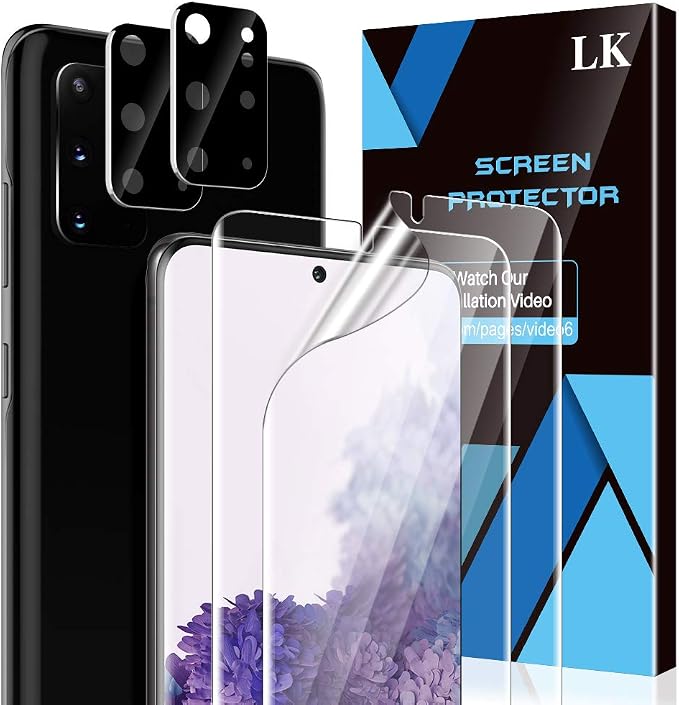 LK 4 Pack 2 Pack Screen Protector + 2 Pack Camera Lens Protector for Samsung Galaxy S20 Plus 6.7-inch, Positioning Tool, In-Display Fingerprint Support, HD Ultra-Thin, Flexible TPU Film | Positioning Tool, In-Display Fingerprint Support, HD Ultra-Thin,... by LK